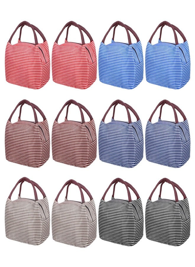 Lemecima 12 Pcs Insulated Lunch Bag Bulk Reusable Thermal Lunch Box Waterproof Leakproof Tote Bag with Soft Liner for Women Men Office Work School Picnic Beach Fishing - Image 1